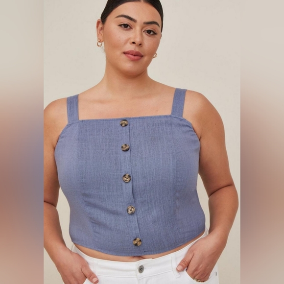 Torrid, NWOT, Linen Blend, Button Front, Crop Tank, Size 3X - Picture 6 of 6